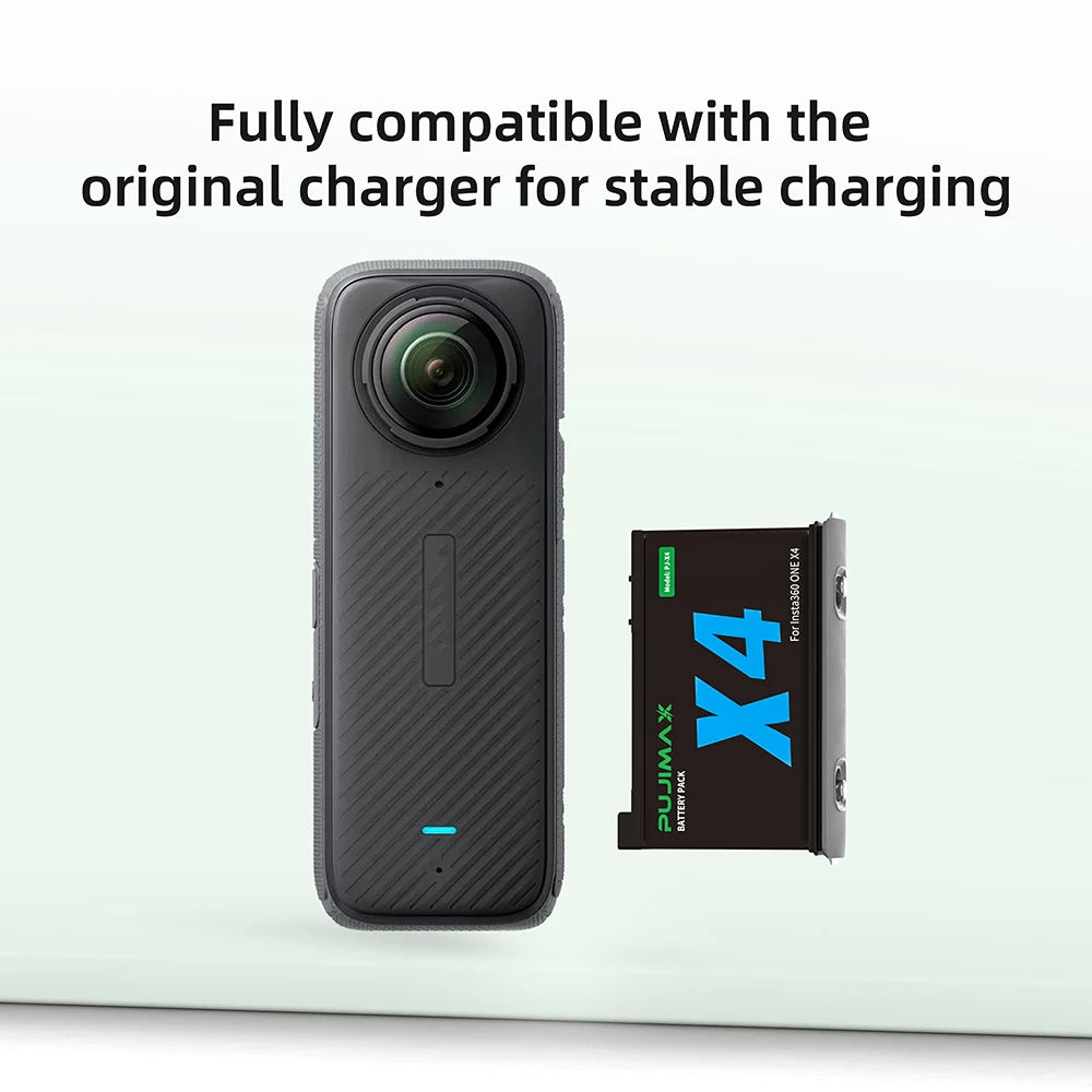 PUJIMAX 2500mAh High Capacity Battery For Insta360 X4 Battery+Fast Charging Case Storage Box For Insta 360 ONE X 4 Accessories