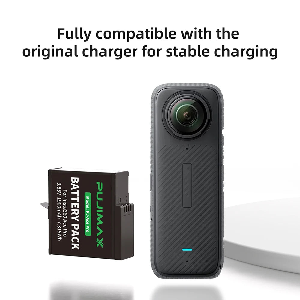 PUJIMAX 1900mAh Battery for Insta360 Ace Pro+2 slots Charger for Insta360 Ace Pro 2 Battery Accessory Insta360 Ace Pro Action