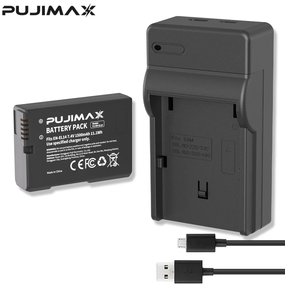 PUJIMAX 1500mah EN-EL14a EL14 CAMERA BATTERY EN-EL14 For Nikon P7000 P7100 P7800 P7700 D3100 D3200 D3300 D3400 D3500 D5600 D5100