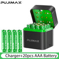 PUJIMAX 4/8/12 Slot 1.5V AAA Li-ion Batteries Charger 1.5V AAA 1100mWh Rechargeable Battery for Mouse Remote Control Clock Radio