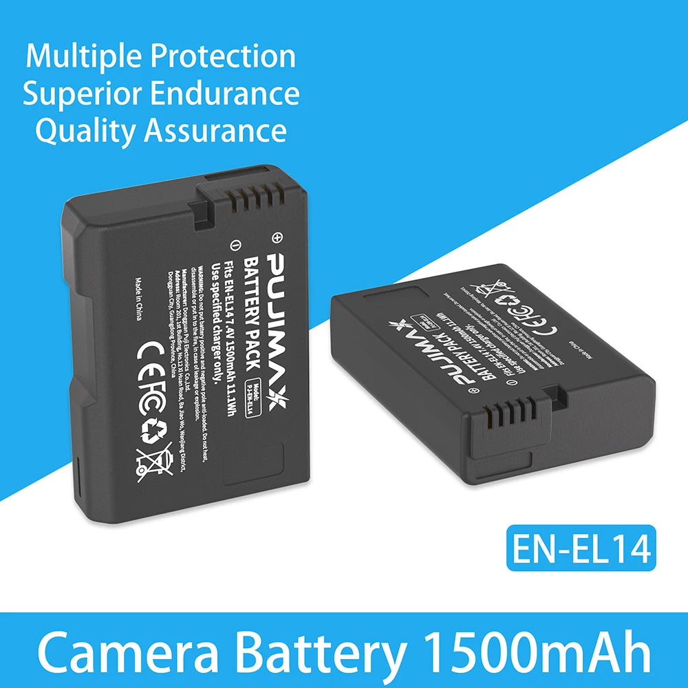 PUJIMAX 1500mah EN-EL14a EL14 CAMERA BATTERY EN-EL14 For Nikon P7000 P7100 P7800 P7700 D3100 D3200 D3300 D3400 D3500 D5600 D5100