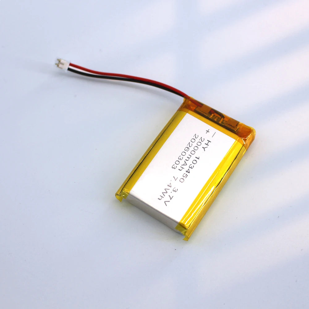 PUJIMAX 103450 3.7V 2000mAh Polymer Lithium Rechargeable Battery with PH 2.0mm 2pin plug for GPS navigator MP5 Bluetooth Headset