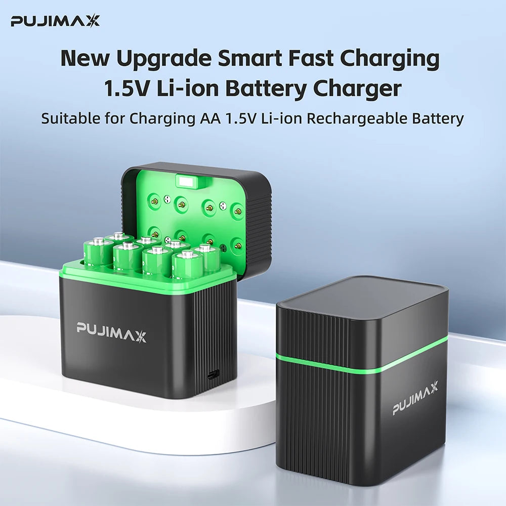  PUJIMAX Smart Battery AA Rechargeable Battery Set  8PCS 1.5V lithium batteries Charger Independent Fast Charging