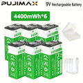 PUJIMAX USB 9V Rechargeable Battery 4400mWh Type-C Rechargeable 6F22 9V Li-ion Battery For RC Helicopeter Model Multimeter Toy