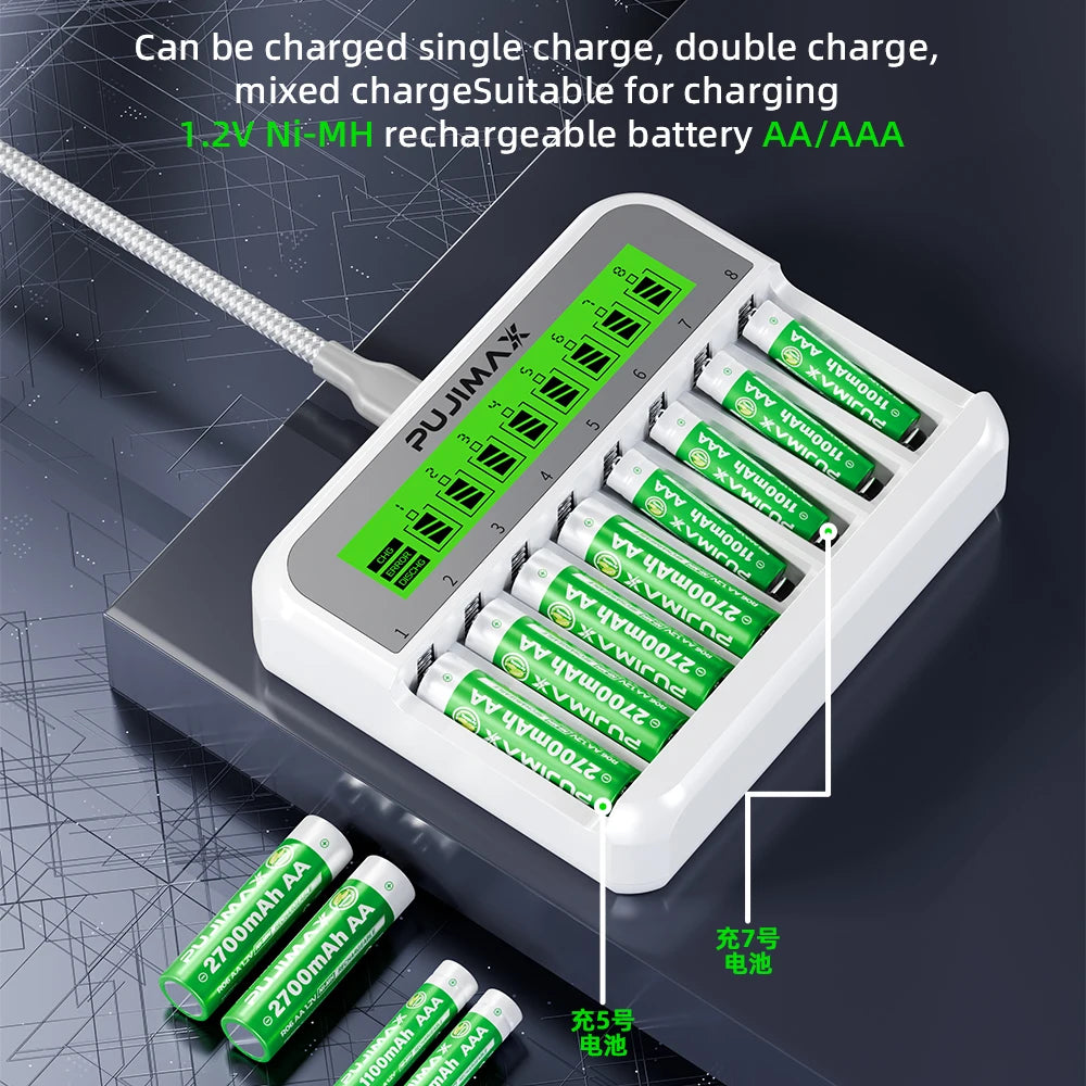 PUJIMAX Rechargeable Ni-MH Battery High-Capacity 1.2V AA&AAA 2700mAh 1100mAh Batteries For Remote Control Mouse Electric Toys