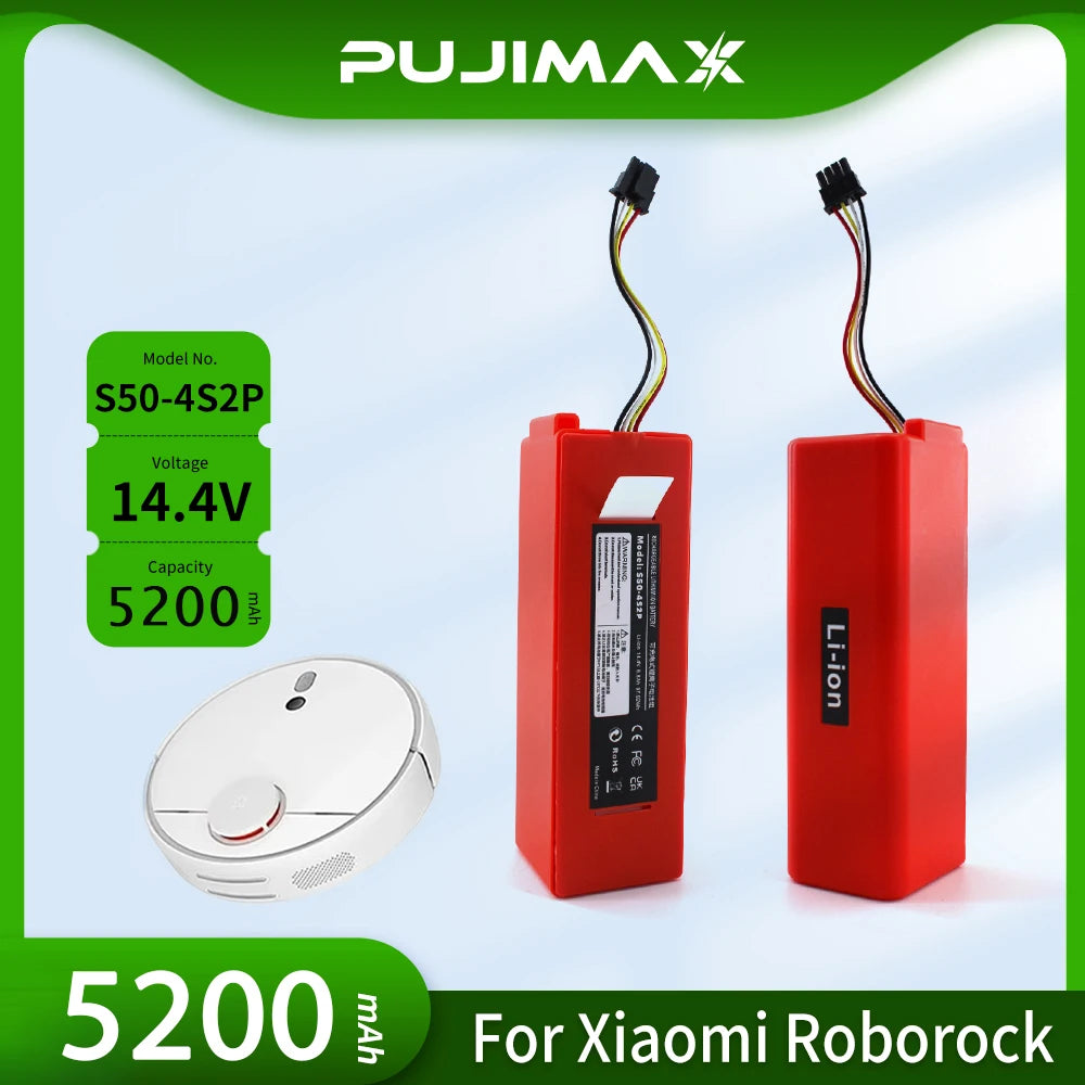 PUJIMAX 14.4V Li-ion Battery Robotic Vacuum Cleaner Replacement Battery for Xiaomi Robot Roborock S50 S51 S55 Accessory Spare