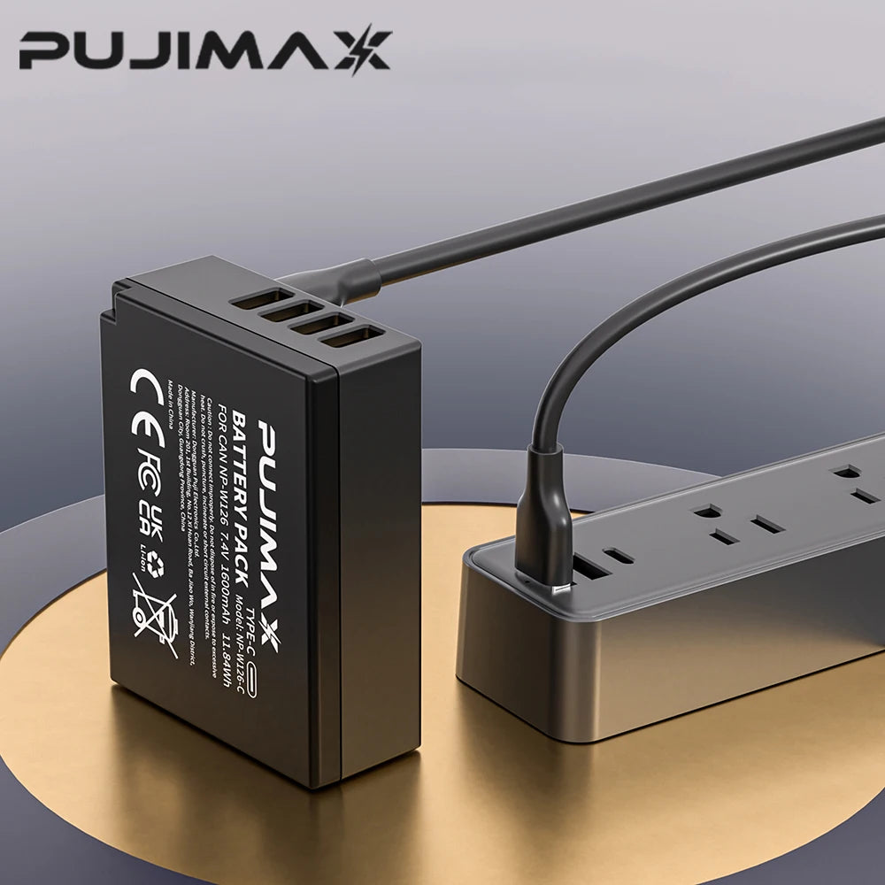 PUJIMAX NP-W126 NP-W126S NP W126 Battery with USB-C Charging for Fujifilm XT30II XM5 X100VI X100V XS10 XT30 XT20 XE4 A5 Cameras