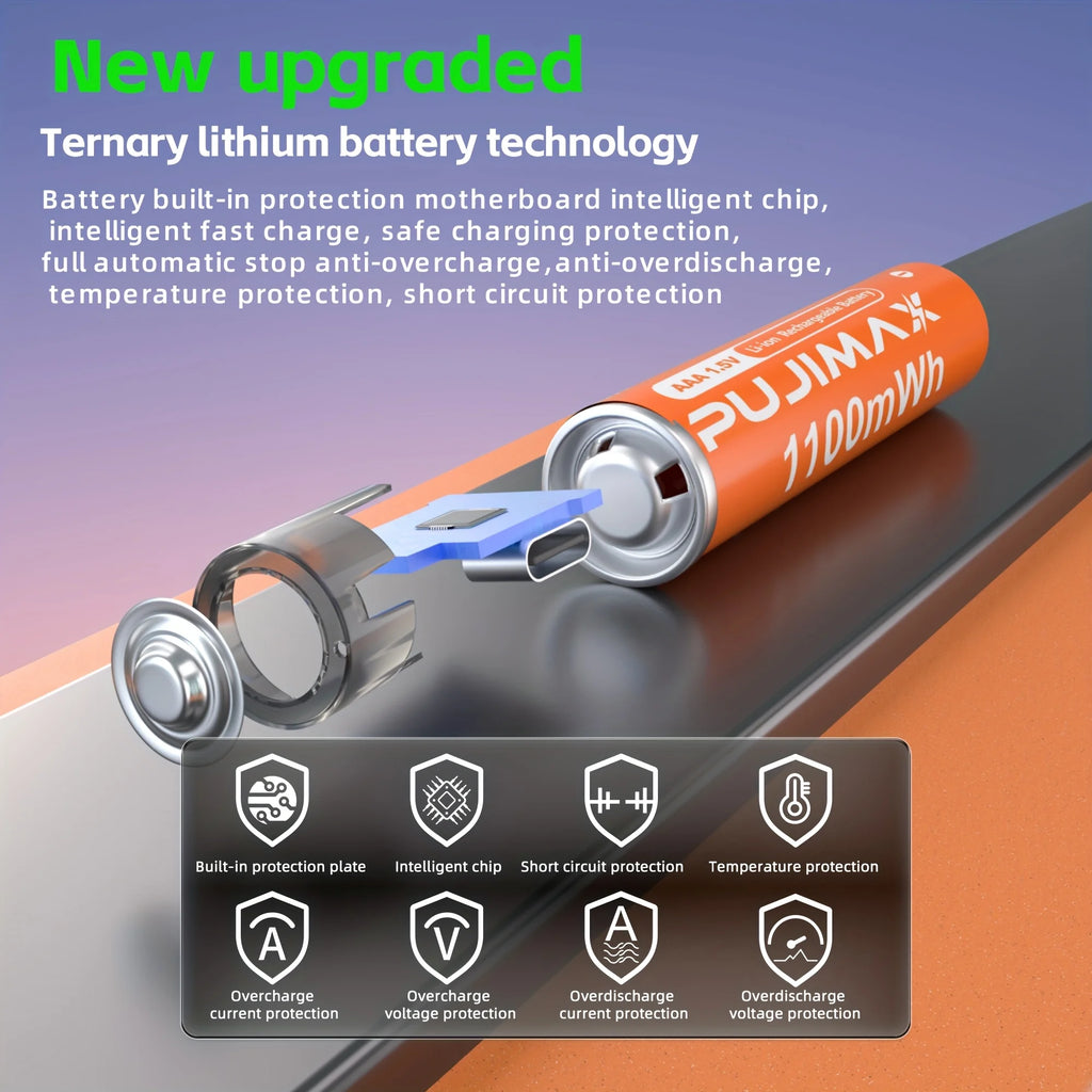  PUJIMAX 1.5V AA/AAA Rechargeable Lithium Battery Durable And Practical Long-Lasting Battery Life High Capacity Electronic Key