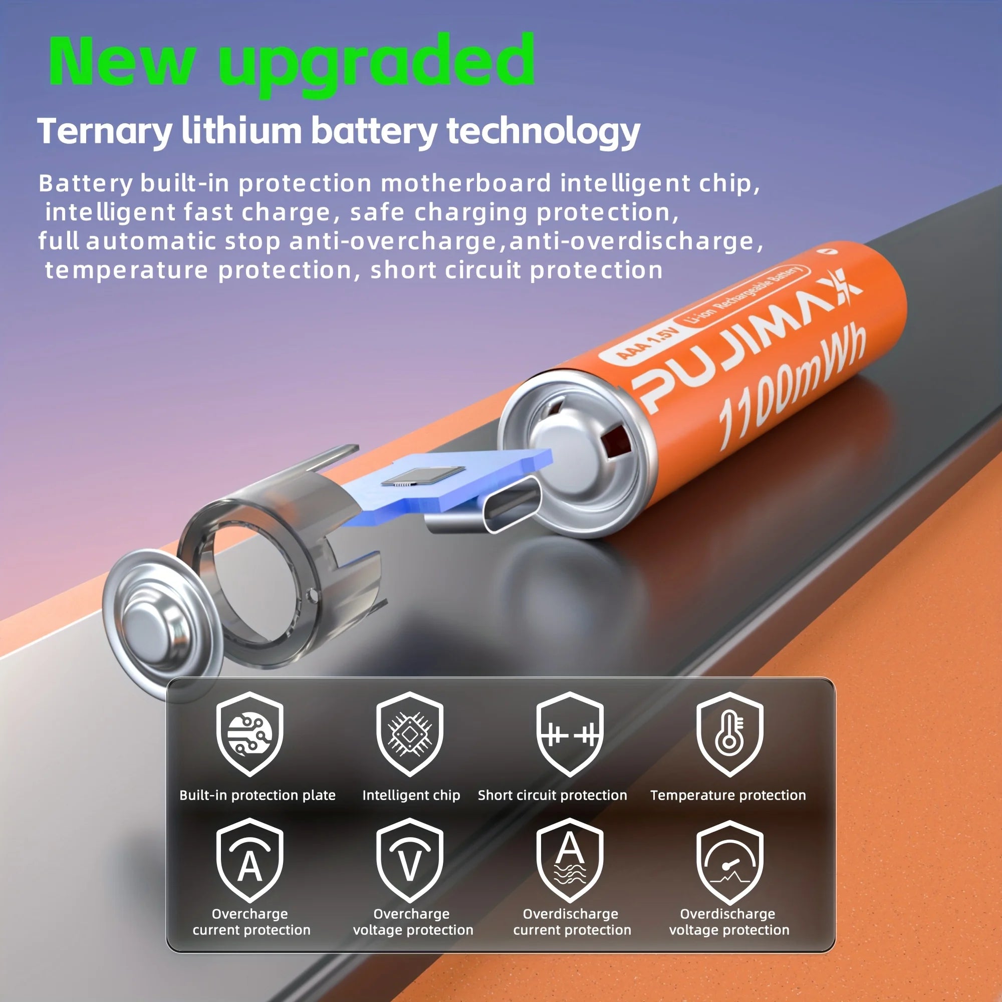  PUJIMAX 1.5V AA/AAA Rechargeable Lithium Battery Durable And Practical Long-Lasting Battery Life High Capacity Electronic Key
