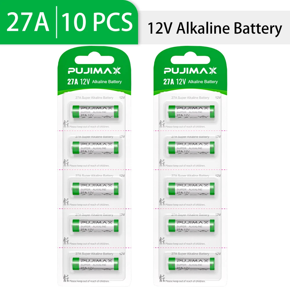 PUJIMAX 5-60PCS 12V 27A Dry Alkaline Battery A27 Batteries 27AE 27MN A2 L828 K27A for Remote Control Gamepad Flashlight Doorbell