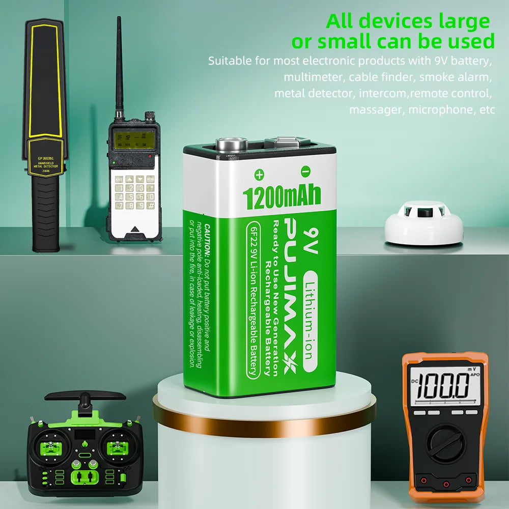 PUJIMAX 2/4/8pcs 9V Rechargeable Lithium Battery - Type-C Port Charging - Suitable for Electronic Games, Toys, Household Items