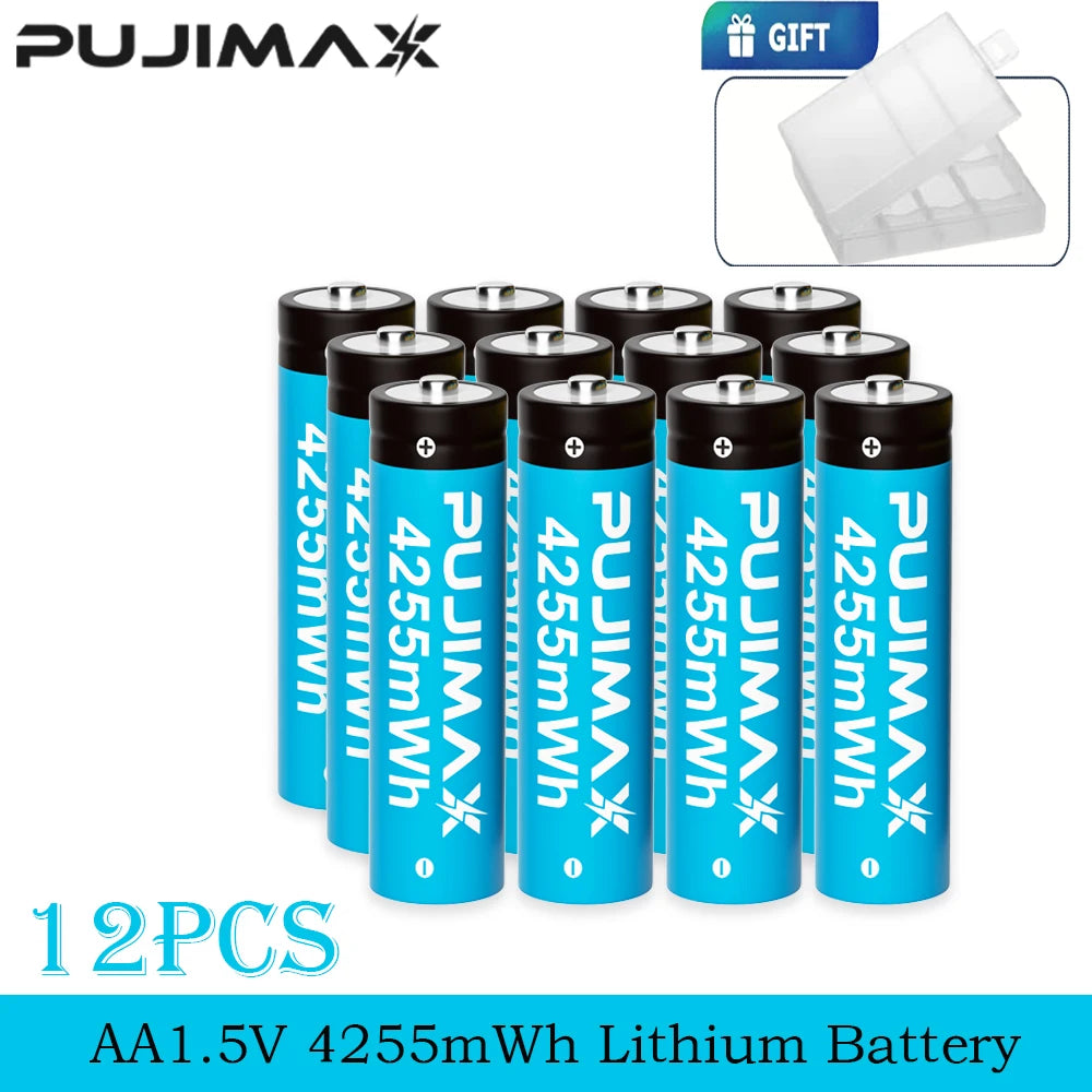 PUJIMAX Rechargeable Lithium Battery AA 4255mWh/AAA 1100mWh Batteries High Capacity 1.5V Battery for Clocks Mouse Remote Control