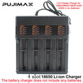 PUJIMAX 2/4 Slot 18650 Smart Charger for 3.7V 21700 20700 2665014500 16340 Li-ion Battery Rechargeable Lithium Battery Charger