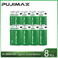 PUJIMAX USB 9V Rechargeable Battery 4800mWh Type-C Rechargeable 6F22 9V Li-ion Battery for RC Helicopeter Model Multimeter Toy