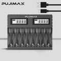 PUJIMAX LCD Display Smart Battery Charger For 1.5V AA/AAA Li-on Rechargeable Batteries Independent Charging Battery Charger