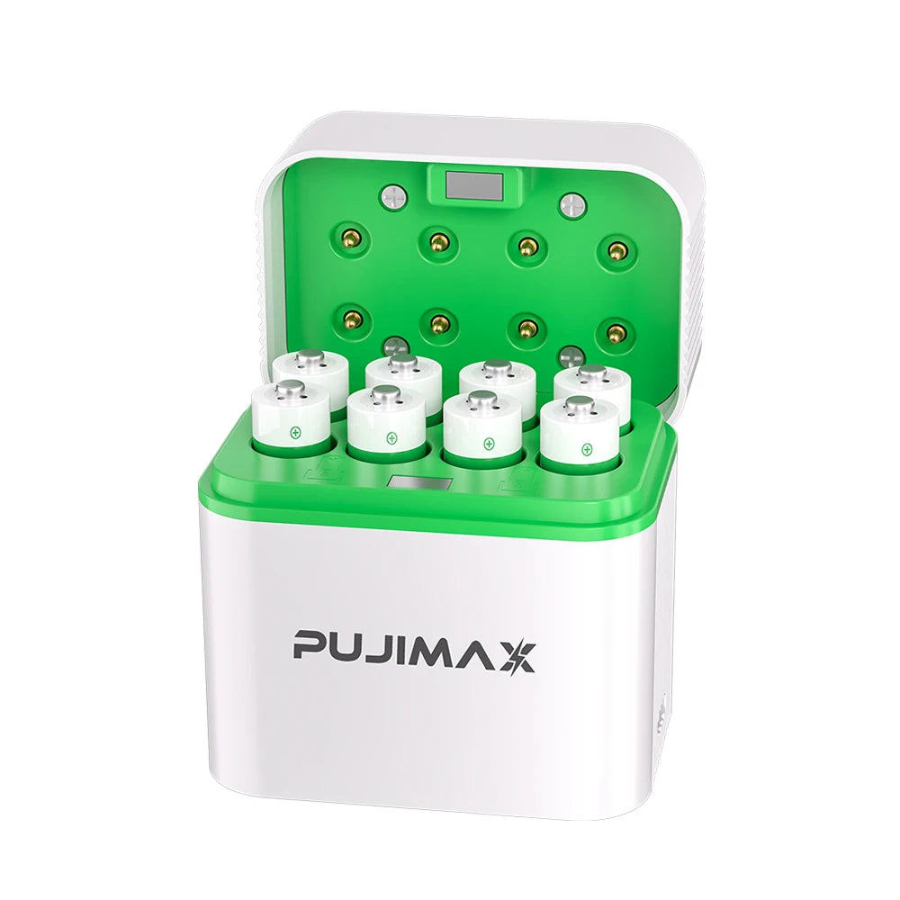 PUJIMAX 1.2V AAA 1100mAh Rechargeable Ni-MH Battery With Smart Battery Charger Compartments Charger Set