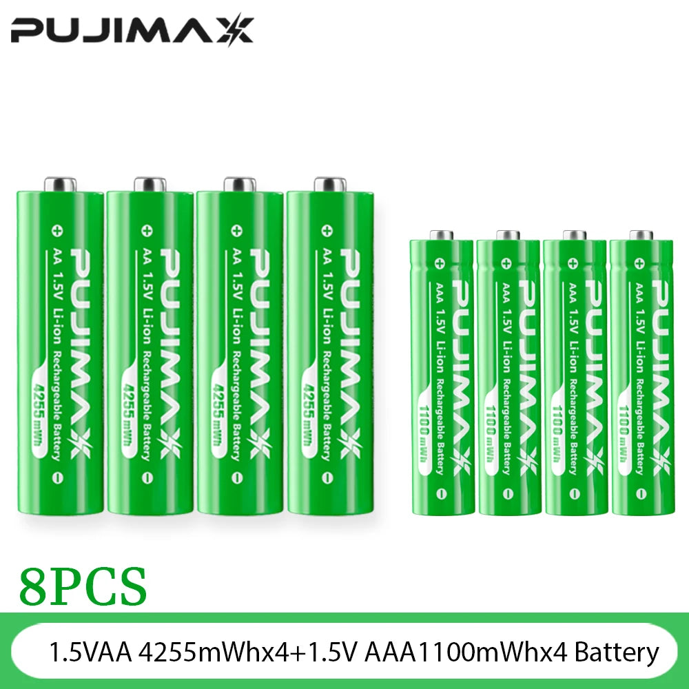 PUJIMAX 1.5V AA AAA Li-ion Rechargeable Battery Charger For 1100mWh 4255mWh Battery Rechargeable Led Indicator