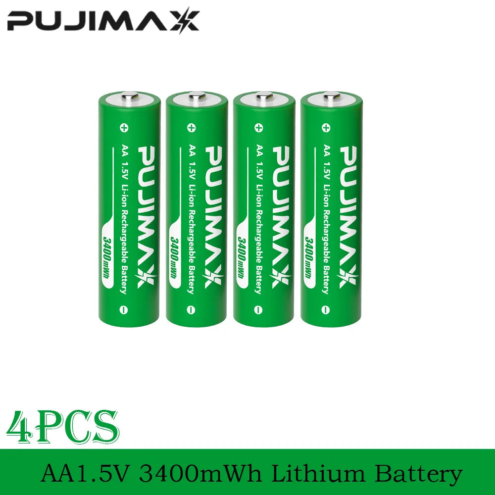 PUJIMAX 8-Slot AA 1.5V Rechargeable Battery Charger High Capacity 3400mWh Battery Fast Charging Durable Charging Case Batteries