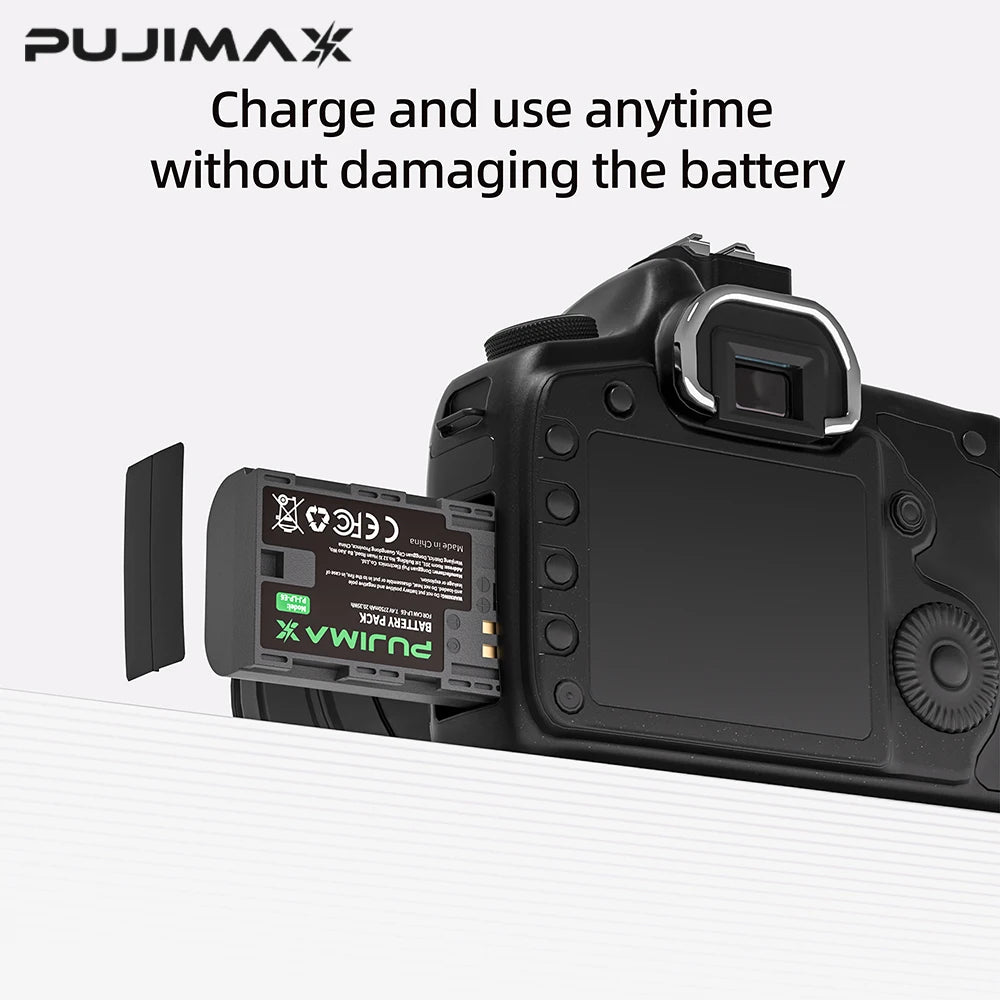 PUJIMAX 2750mAh LP E6 LPE6 LP-E6 E6N Battery + LED Dual Charger For Canon EOS 5DS R 5D Mark II 5D Mark III 6D 7D 70D 80D Camera