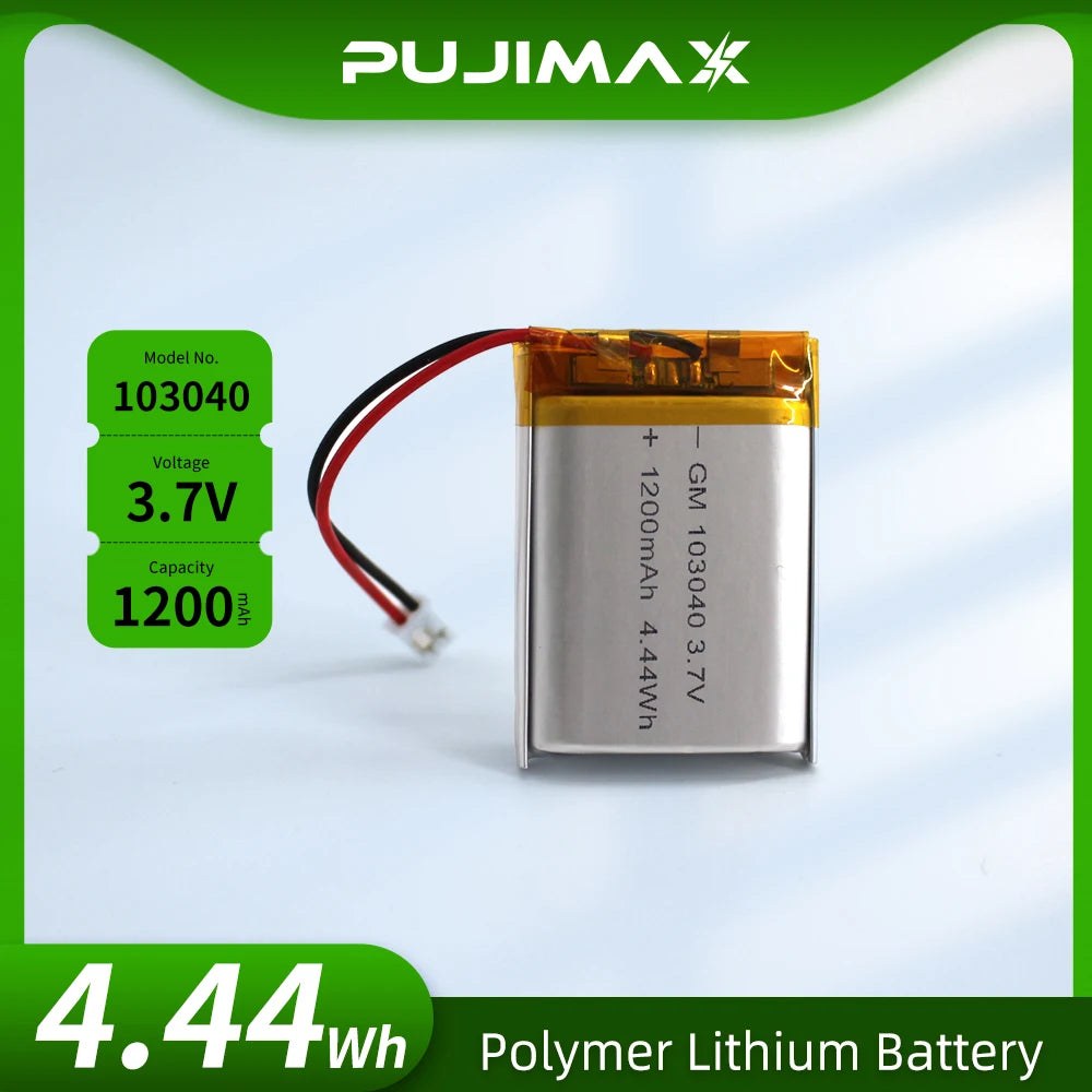 103040 3.7V 1200mAh Polymer Lithium Rechargeable Battery for GPS Navigator MP3/4/5 Bluetooth Headset PS4 Batteries Diy Tools