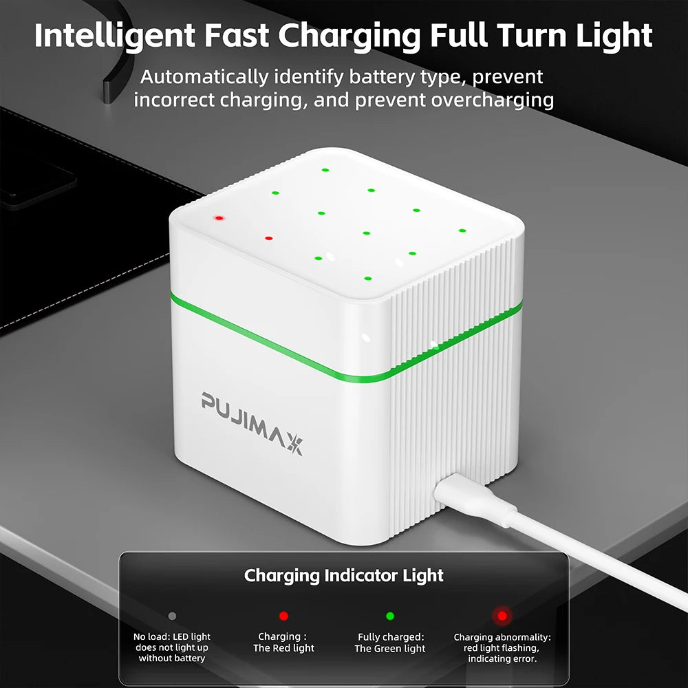  PUJIMAX  Rechargeable Ni-MH 1.2V AAA 1100mWh Smart Charging Compartment  Ni-MH Battery Rechargeable Charger Fast Charging