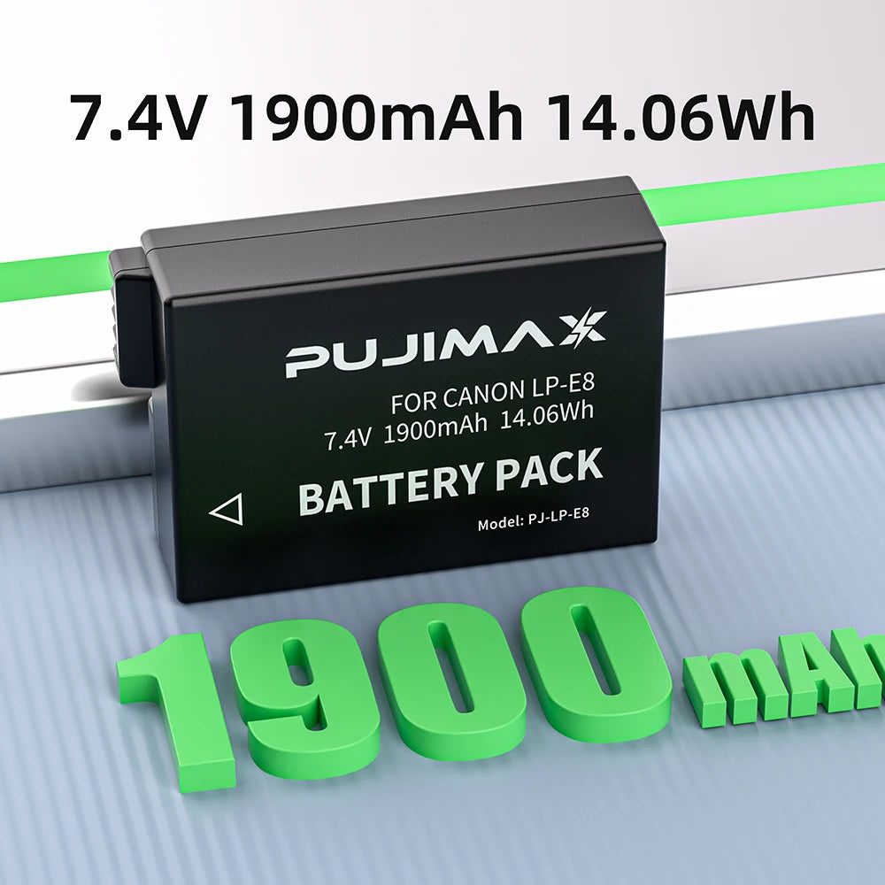 PUJIMAX LP-E8 LP E8 Battery for Canon Rebel T3i T2i T4i T5i 600D 550D 650D 700D Kiss X5 X4 Kiss X6 Rechargeable Camera Battery