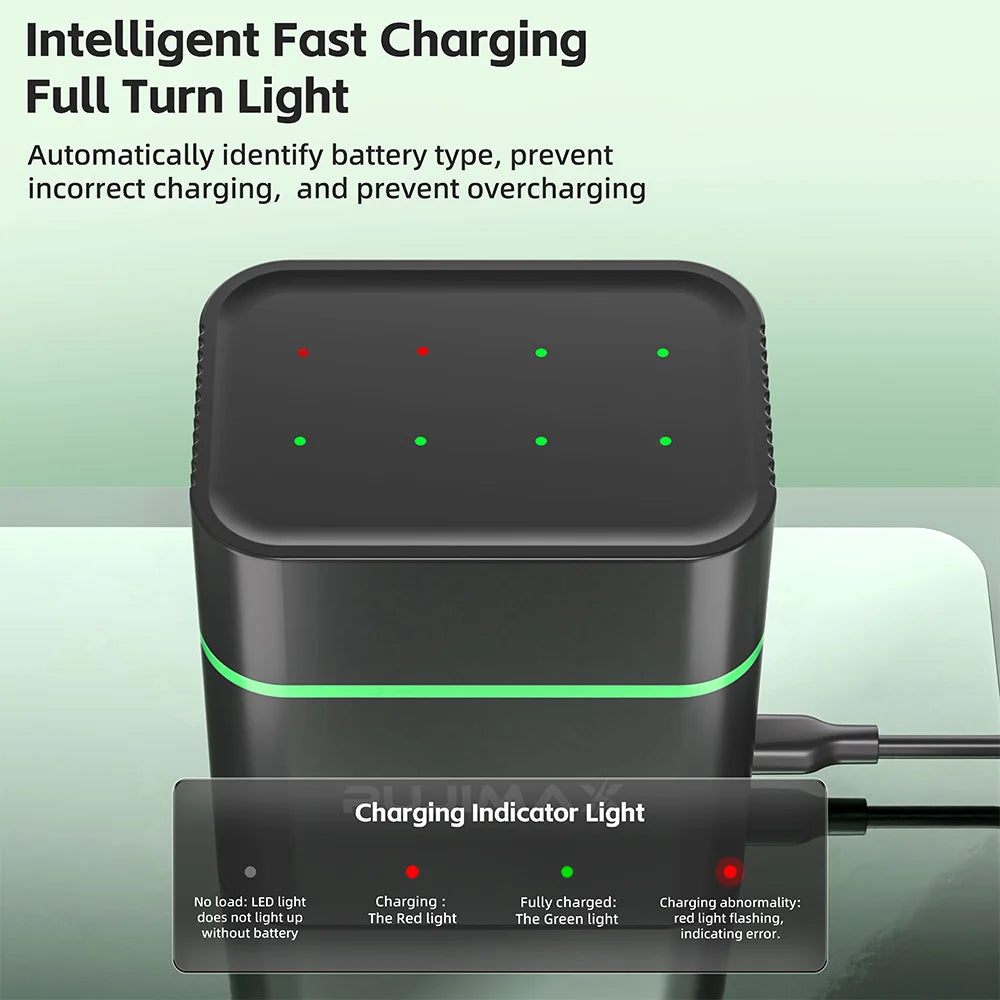 PUJIMAX 1.5V AAA 1100mWh Rechargeable Lithium-ion  Battery With Smart Battery Charger SET  Batteries Individually Available