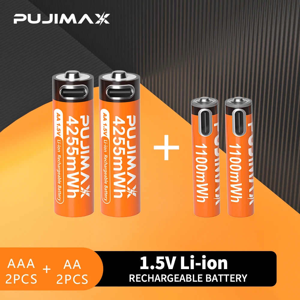  PUJIMAX 1.5V AA/AAA Rechargeable Lithium Battery Durable And Practical Long-Lasting Battery Life High Capacity Electronic Key