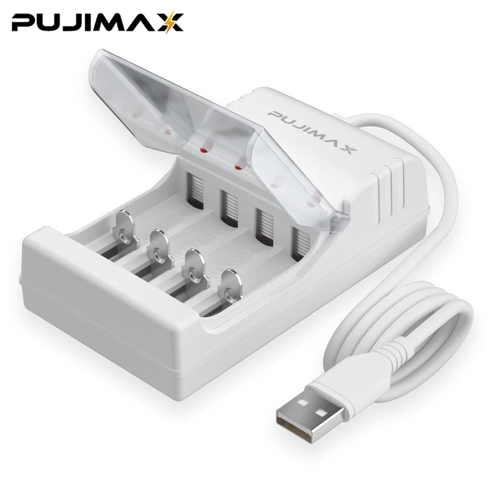 PUJIAMX 1.2V AA/AAA Ni-MH Rechargeable Battery Charger LED Light Portable Adapter USB Cable Battery Interface Fast Charging Tool