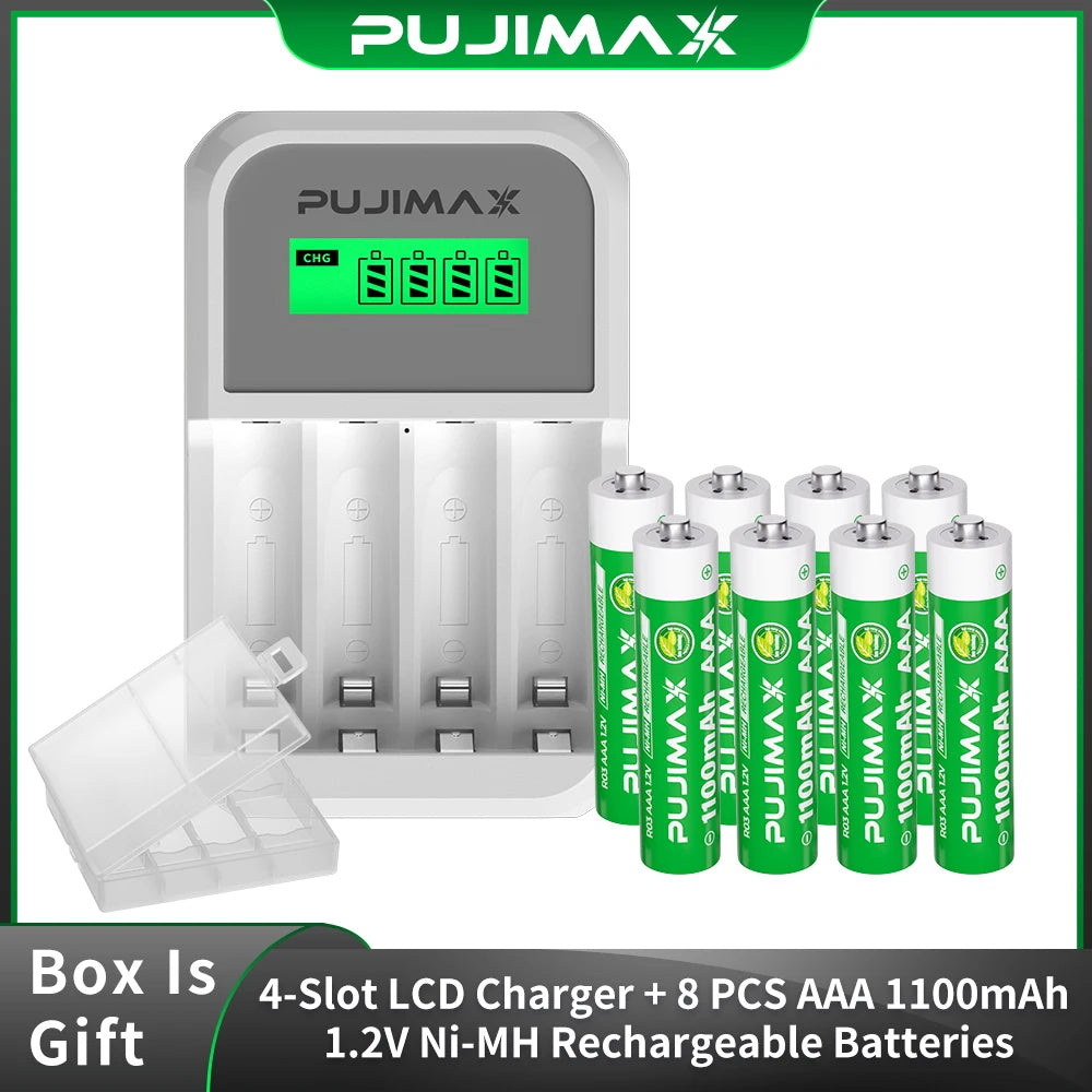 PUJIMAX 1.2V RechargeableIntelligent Battery Charger 1.2V AA/AAA Ni-MH Rechargeable Batteries Battery Set Quick Charging