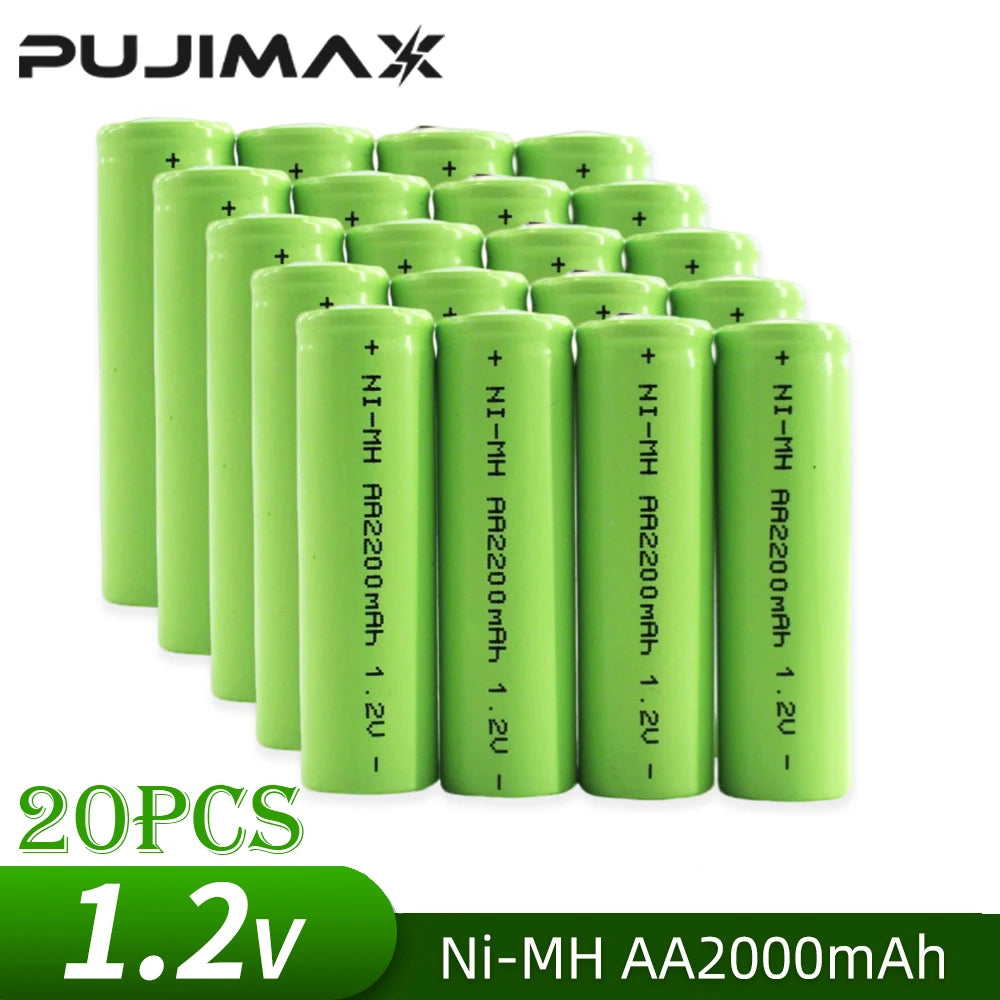 PUJIMAX 1.2V AA Rechargeable Battery 2200mAh NiMh Cell Green Shell with Welding Tab for Philips Electric Shaver Razor Toothbrush