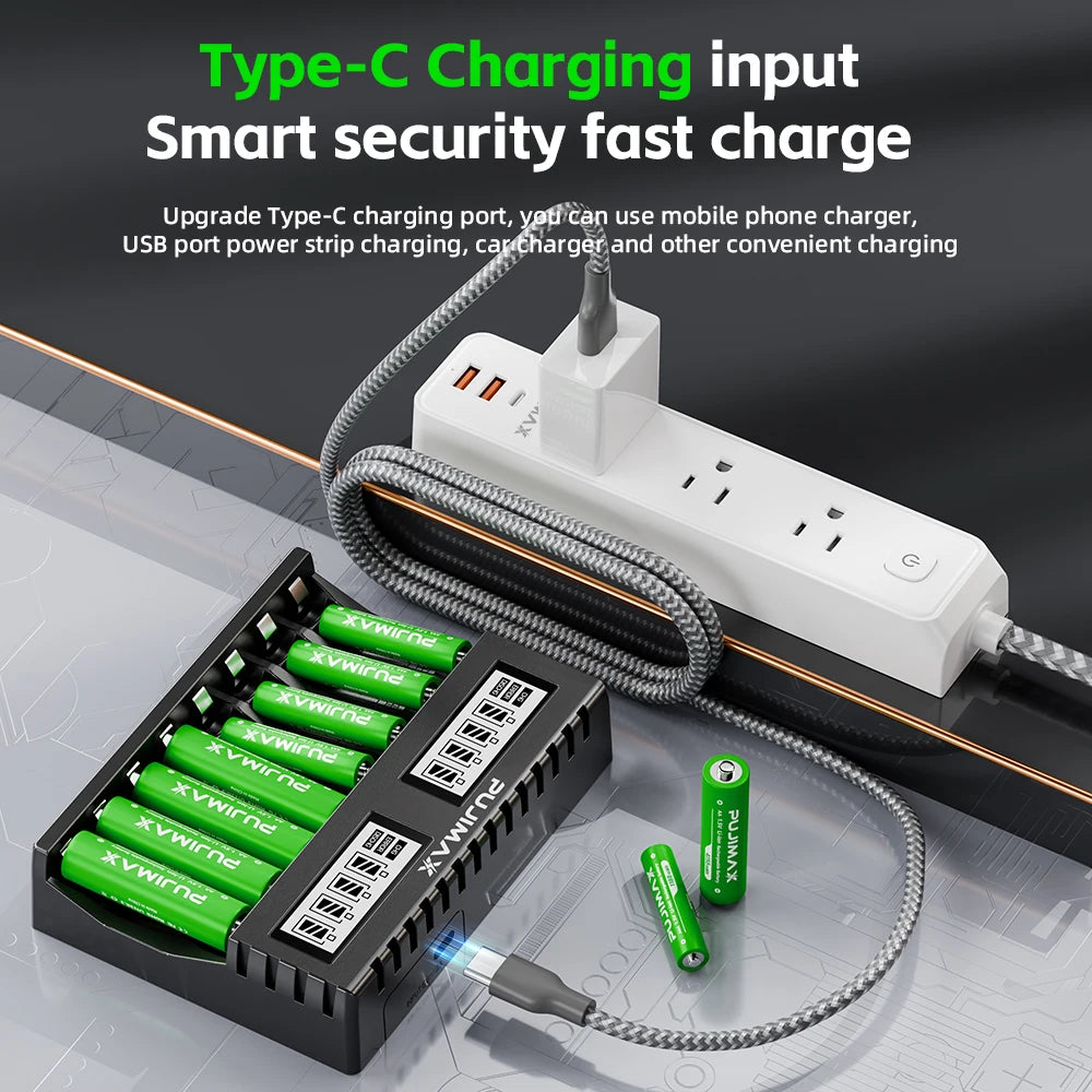 PUJIMAX AA/AAA Battery Charger 4255mWh/1100mWh 1.5V Lithium-ion Rechargeable Battery for Remote Control Mouse Fan Electric Toy