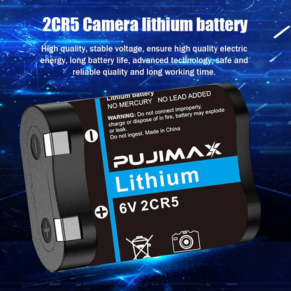 PUJIMAX Original 2CR5 Lithium Battery 6V Camera 2CR5 1700mAh Primary Batteries for Canon EOS5 50 55 650 10QD Minolta 303si Film