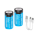 PUJIMAX Type-C Rechargeable CR123A 2550mWh 3V Lithium Battery Rechargeable Battery High Capacity  Portable Stable Output