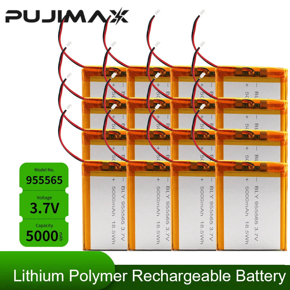PUJIMAX 3.7V 5000mAh 955565 Polymer Lithium Battery PH 2.0mm 2pin Plug Lithium Ion Battery For Power Bank GPS Home Air Condition