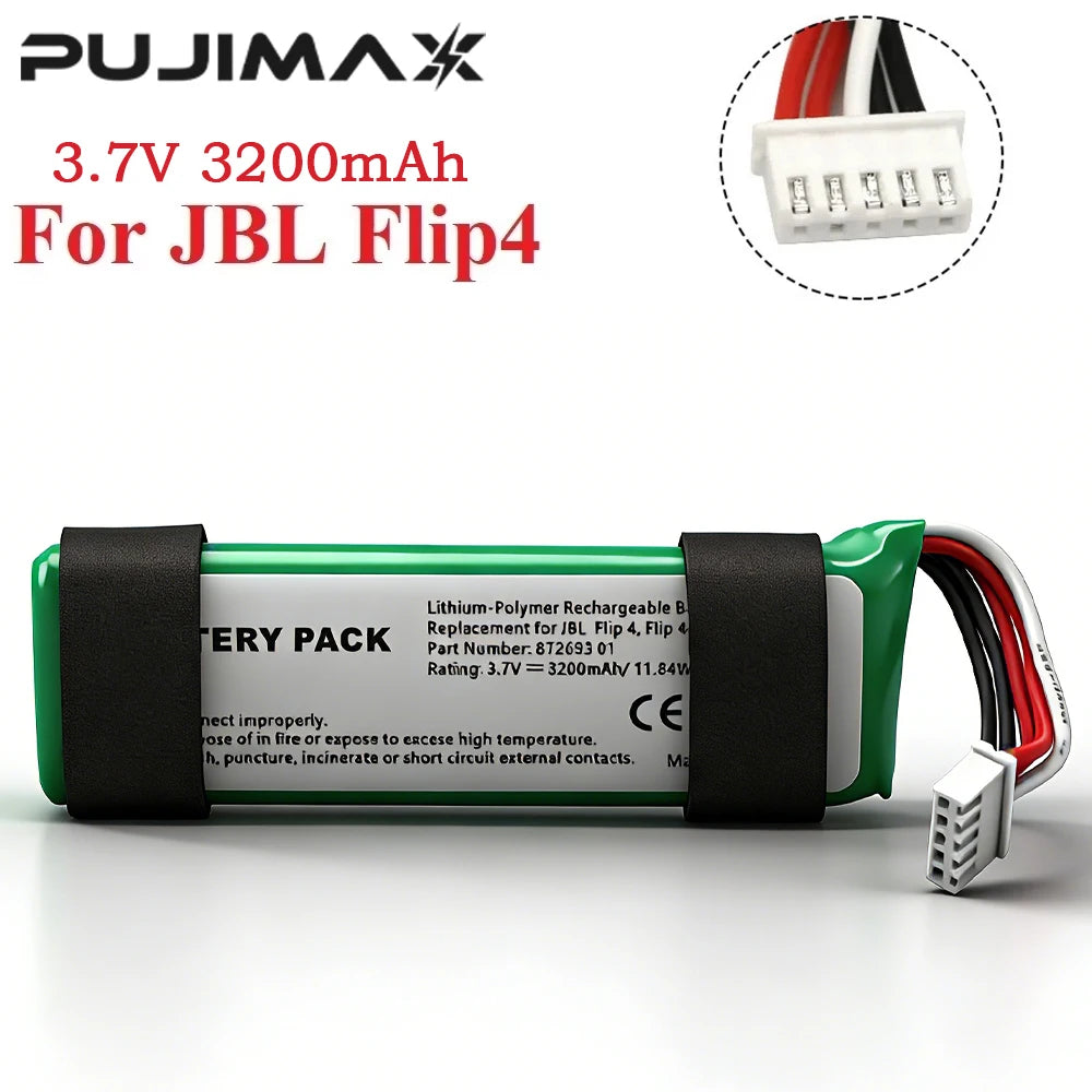 PUJIMAX 3.7v Battery For JBL Flip 4 Flip4 3200mAh Rechargeable Battery GSP872693 01 For JBL Wireless Bluetooth Speaker Batteriea