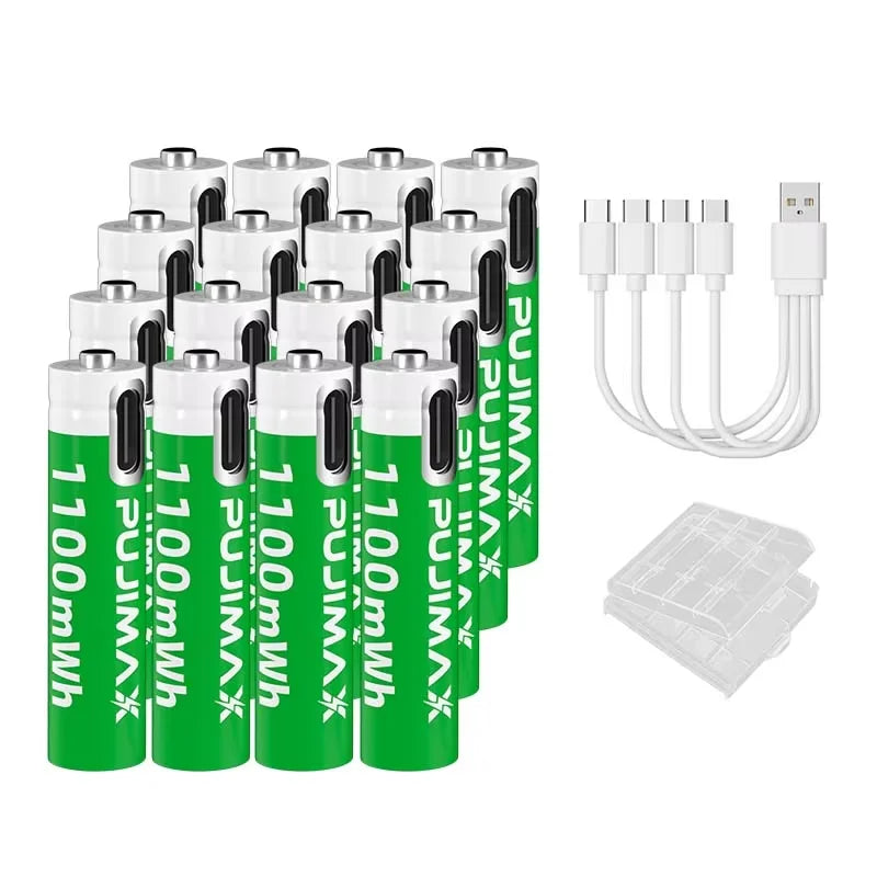 PUJIMAX AAA 1.5V 1100mWh Type-C Rechargeable Lithium Battery Fast charging  For Camera Remote Control  Microphone Toy Keyboard