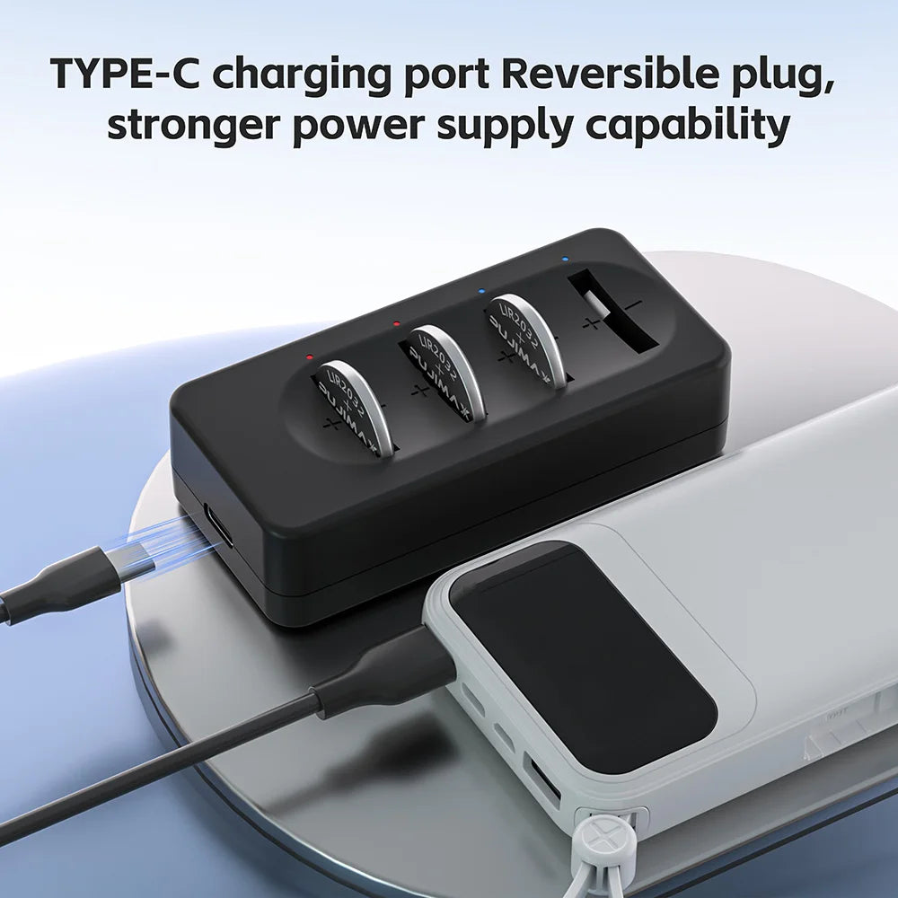 PUJIMAX High Quality Universal USB Interface 4-Slot Charger for LIR220 LIR1632 LIR2032 LIR2025 LIR2016 LIR2450 Button Battery