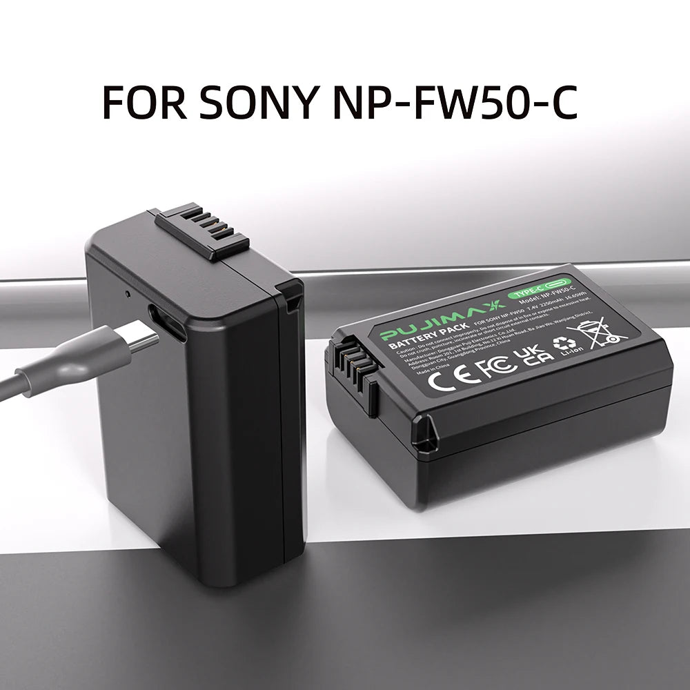 PUJIMAX New 2250mAh NP-FW50 NPFW50 Battery For Sony ZV-E10 Alpha A6400 A6000 A6300 A6500 A5100 A7 A7II A7RII A7SII A7S A7S2 A7R