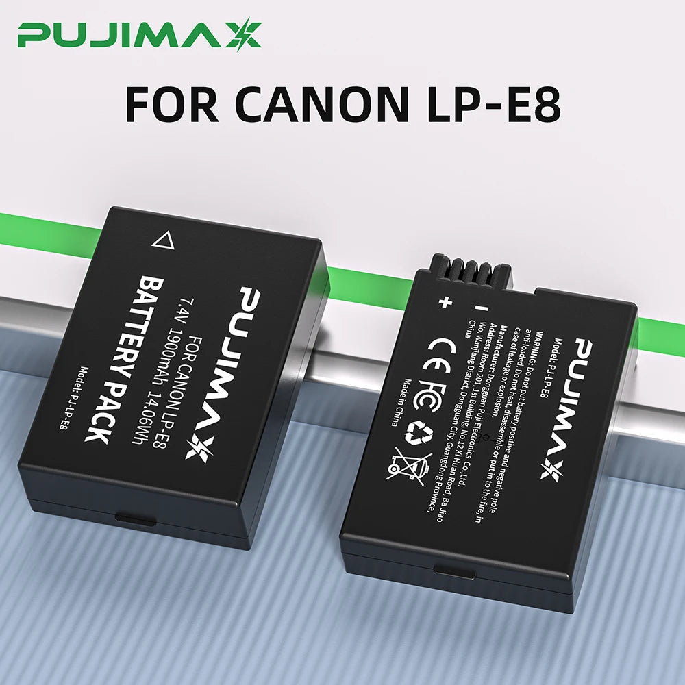 PUJIMAX LP-E8 LP E8 Battery for Canon Rebel T3i T2i T4i T5i 600D 550D 650D 700D Kiss X5 X4 Kiss X6 Rechargeable Camera Battery