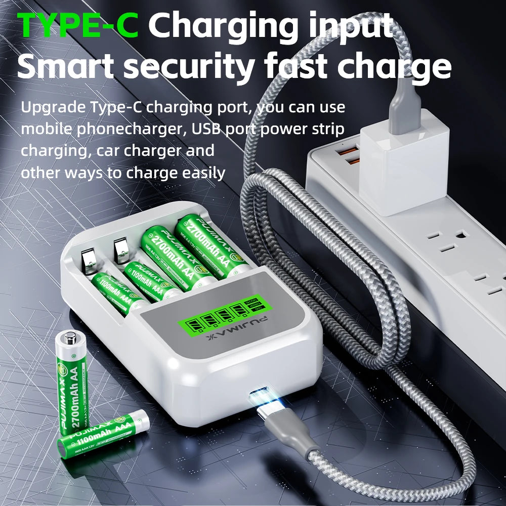PUJIMAX 1.2V RechargeableIntelligent Battery Charger 1.2V AA/AAA Ni-MH Rechargeable Batteries Battery Set Quick Charging