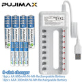 PUJIMAX 800mAh 1.2V AA Rechargeable Batteries 300mAh AAA NI-MH Battery for Toy Garden Landscaping Solar Light+Battery Charger
