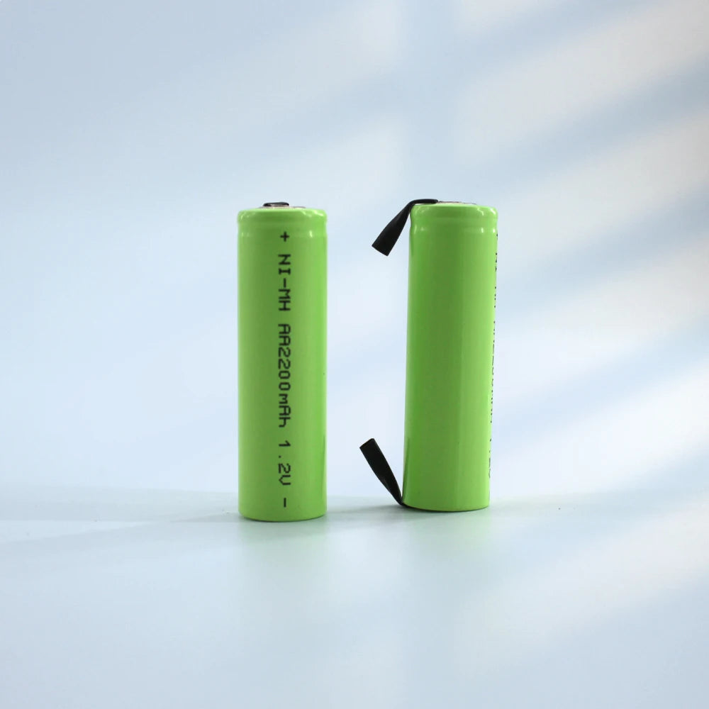 PUJIMAX 1.2V AA Rechargeable Battery 2200mAh NiMh Cell Green Shell with Welding Tab for Philips Electric Shaver Razor Toothbrush
