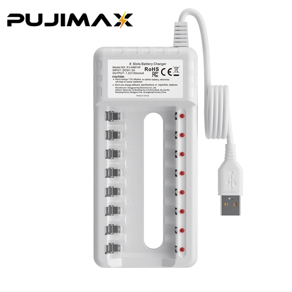 PUJIMAX 800mAh 1.2V AA Rechargeable Batteries 300mAh AAA NI-MH Battery for Toy Garden Landscaping Solar Light+Battery Charger