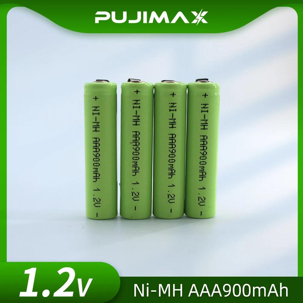 PUJIMAX 1.2VAAA Rechargeable Battery 900mah Ni-MH Cell Green Shell with Welding Tab for Philips Electric Shaver Razor Toothbrush