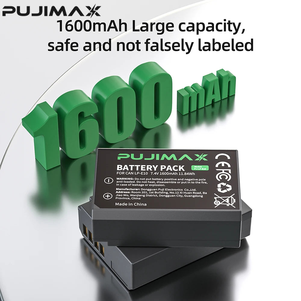 PUJIMAX 4x LP-E10 LP E10 LPE10 Camera Batteries+LCD USB Dual Charger for Canon EOS 1100D 1200D 1300D Kiss X50 X70 X80 Rebel T6
