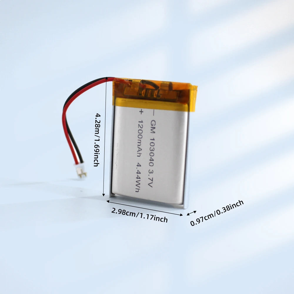 103040 3.7V 1200mAh Polymer Lithium Rechargeable Battery for GPS Navigator MP3/4/5 Bluetooth Headset PS4 Batteries Diy Tools