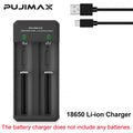 PUJIMAX 18650 Battery Charger 2Slots Dual 18650 Charging 3.7V Rechargeable Lithium Battery USB Charger For 16340 14500 18650