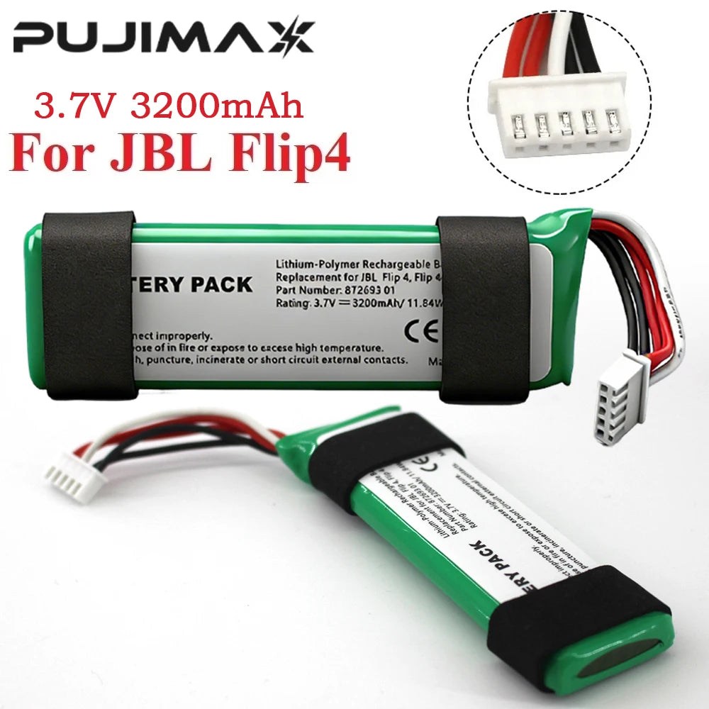 PUJIMAX 3.7v Battery For JBL Flip 4 Flip4 3200mAh Rechargeable Battery GSP872693 01 For JBL Wireless Bluetooth Speaker Batteriea