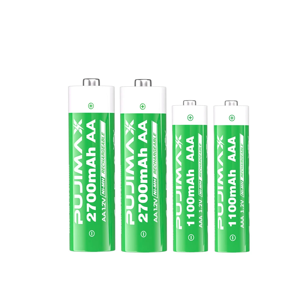 PUJIMAX 1.2V Rechargeable 4-Slots Smart Battery Charger For 1.2 V AAA/AA 1100mAh 2700mAh   Battery+Battery Charger Intelligent